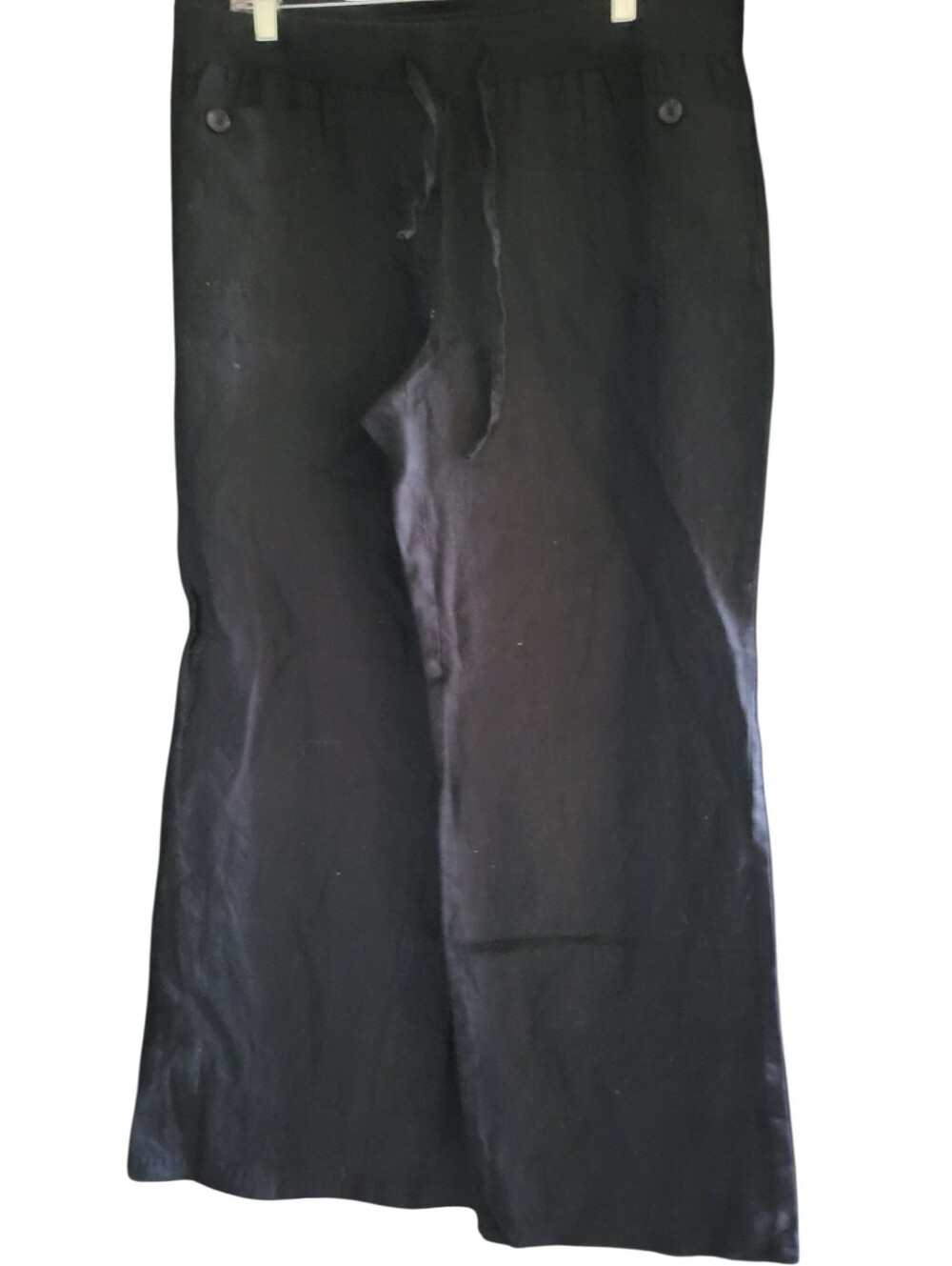 Style & Co Linen Wide-Leg Drawstring Pants Black sz L